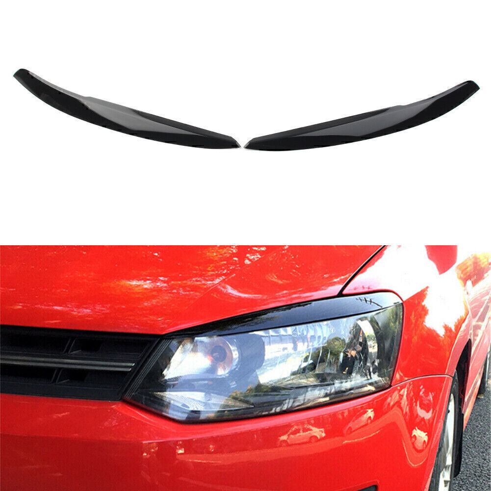 Fit for VW Polo Mk5 6R 6C 2011-2017 16 Car Head Light Lamp Eyebrow Eyelid Cover Trim