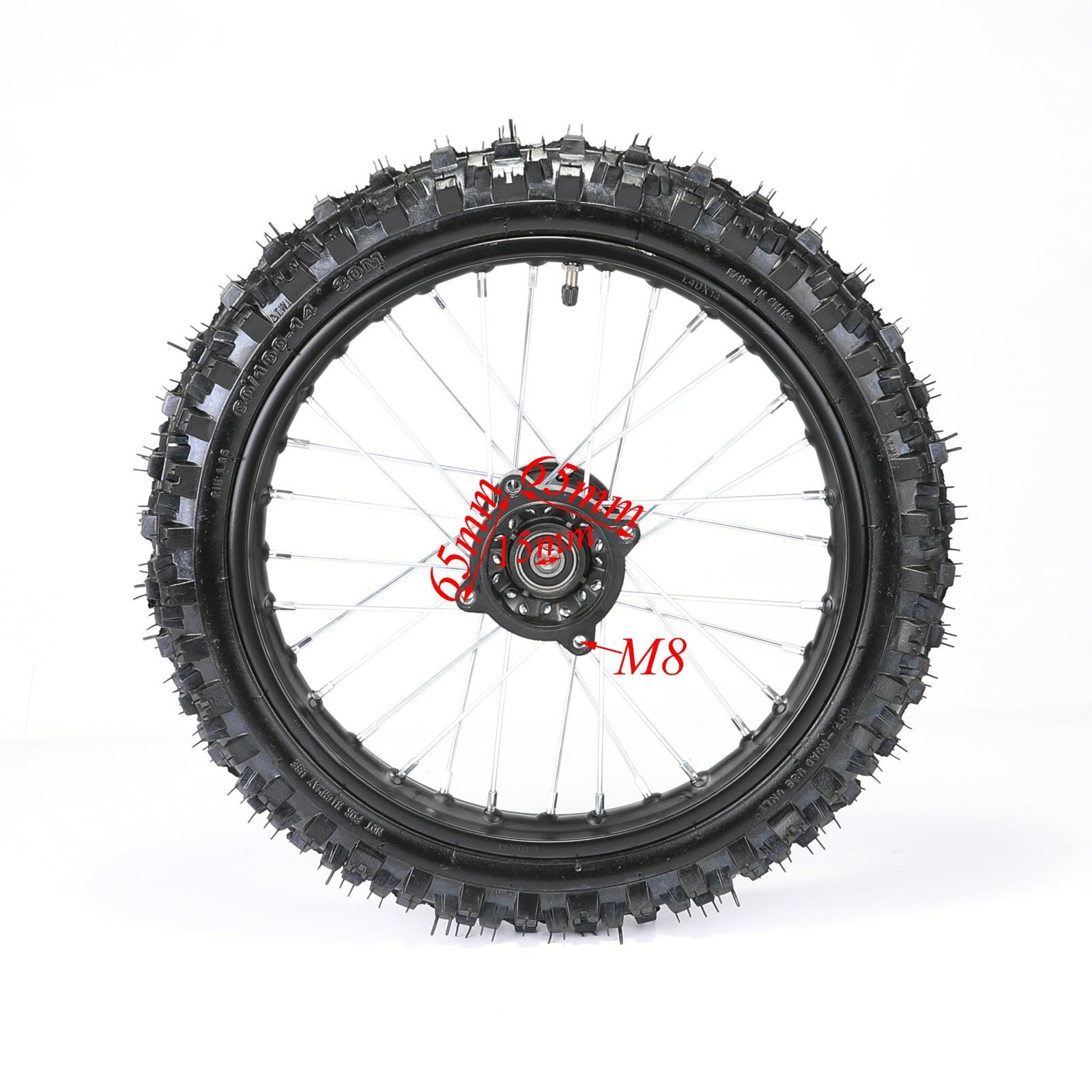 15mm 14-inch + 12-inch wheels, 80/100-12, 60/100-14 tires, rims, grooves for Apollo SSR 110 125cc bicycles.