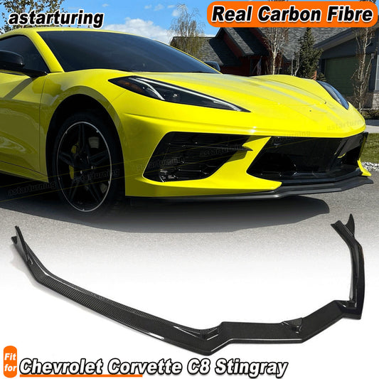 for Chevrolet for Corvette C8 Stingray 2020-22 REAL CARBON Front Bumper Lip Spoiler