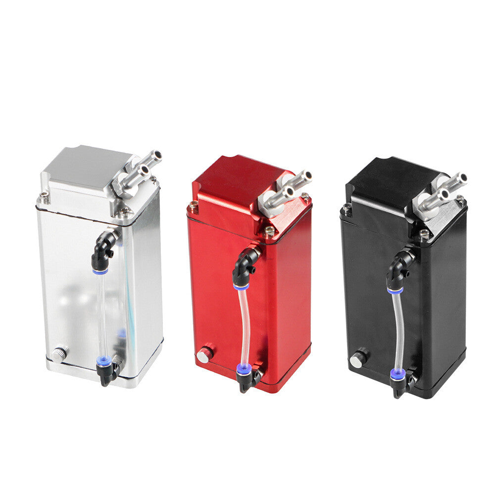 Oil Catch Can Square Shape Reservoir with Breather Filter 500ML Aluminum Black