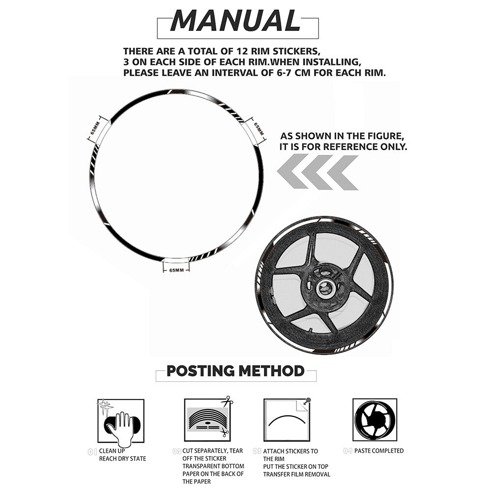for HONDA XR650L XR250l Rim 21/18 Stripes Wheel Decals Tape Stickers Yellow