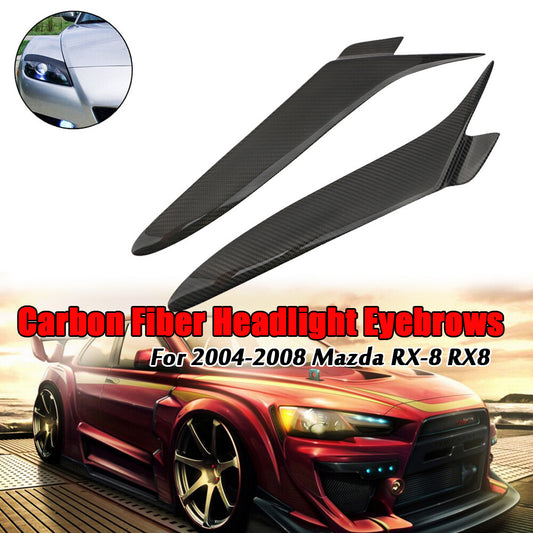 Carbon fiber for car eyebrows, eyelids, and headlight covers, suitable for Mazda RX-8 Coupe 2004-2008.