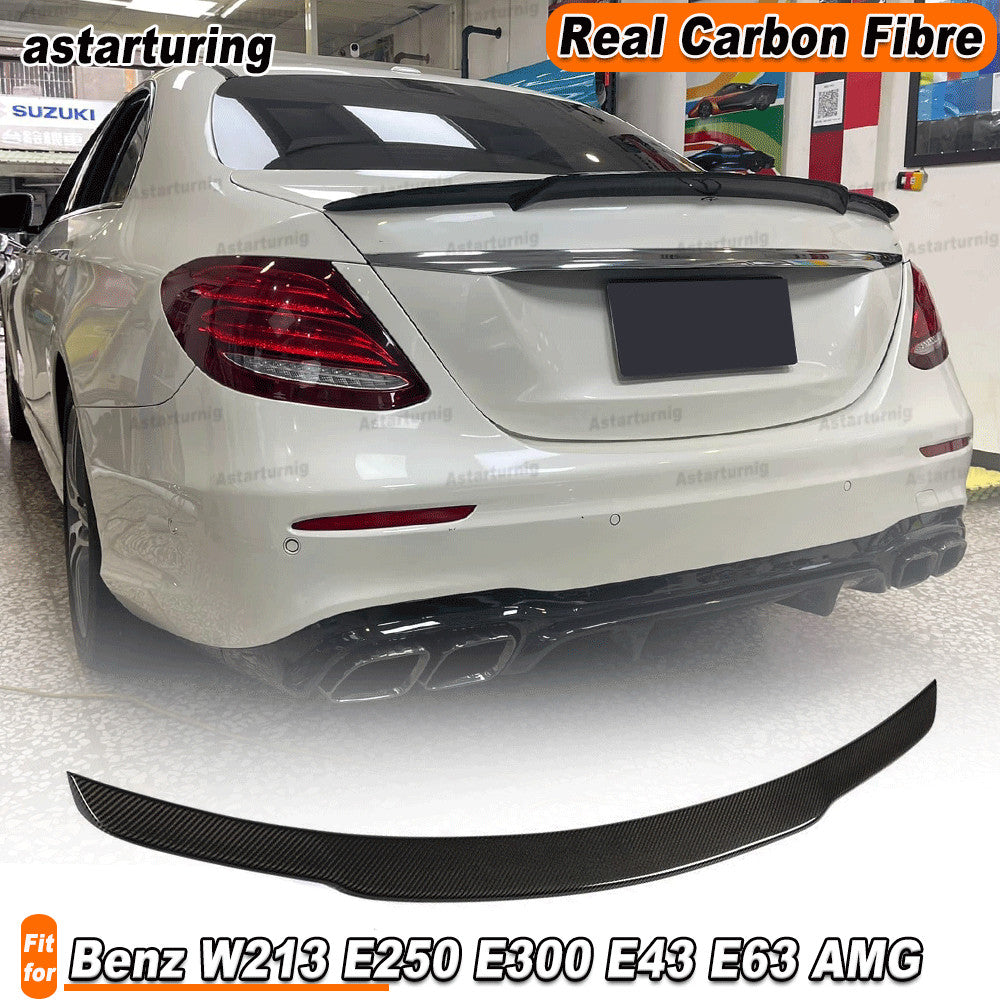 for Benz W213 E250 E300 E43 E63 2016-19 Rear Trunk Spoiler Wing REAL CARBON