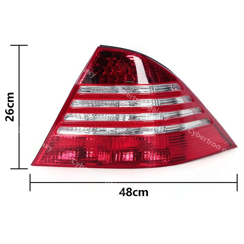 The taillights and rear brake lights are applicable to for Mercedes-Benz W220, S280, and S300 models from 2002 to 2005, on the right side.