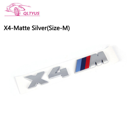 for BMW M Series X4M Trunk Emblem Size Middle Lettering Decal Badge Set Silver