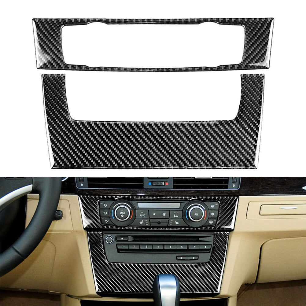 Carbon Fiber Console CD Panel Cover Trim for BMW 3 Series E90 E92 E93 2005-2012