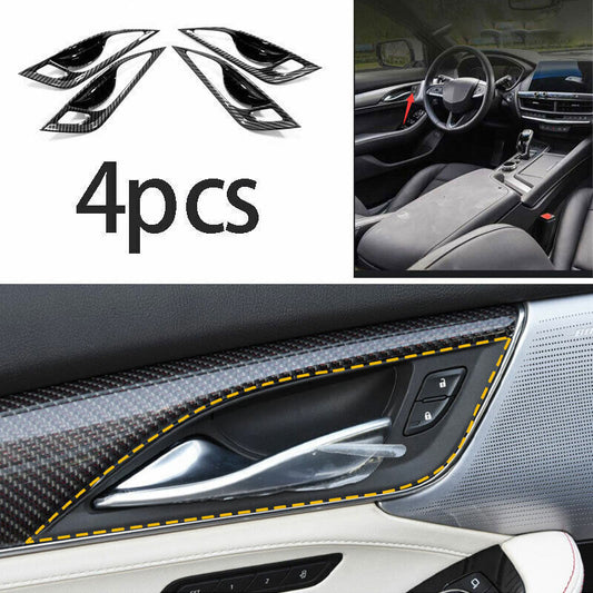 Inner Door Handle Frame Trim 4P ABS Carbon Fiber Fit for Cadillac CT5 2020-2024
