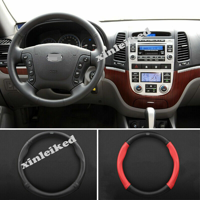 Fit for Hyundai Santa Fe 2006-2012 Leather Steering Wheel Decor Cap Cover Trim