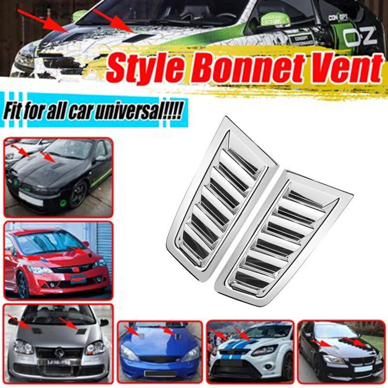 Car Chrome Modification Bonnet Air Vents Engine Hood Vent Refitting Hood Cover