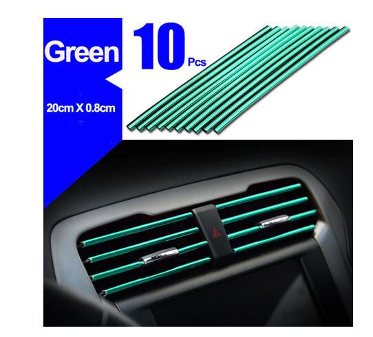 Green decorative strip for car air conditioning sockets suitable for Subaru and for Saab