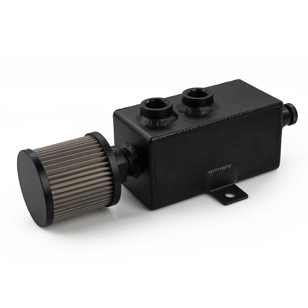 1L Car Oil Catch Can Tank Fuel Tanks Aluminum with Breather Filter Drain Tap