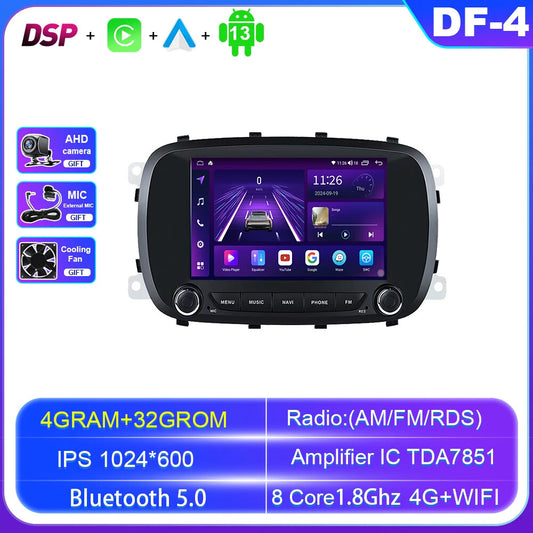 for FIAT 500X 2014-2020 Stereo CarPlay Car Radio GPS Multimedia Player Screen