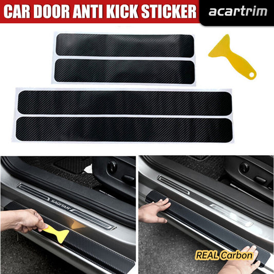 4x Carbon Fiber Car Door Plate Sill Scuff Cover Anti Scratch Sticker Accessories