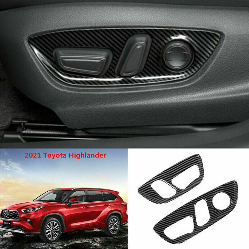 2P Carbon Fiber for Seat Button Switch Panel Cover Trim for Toyota Highlander 21-22