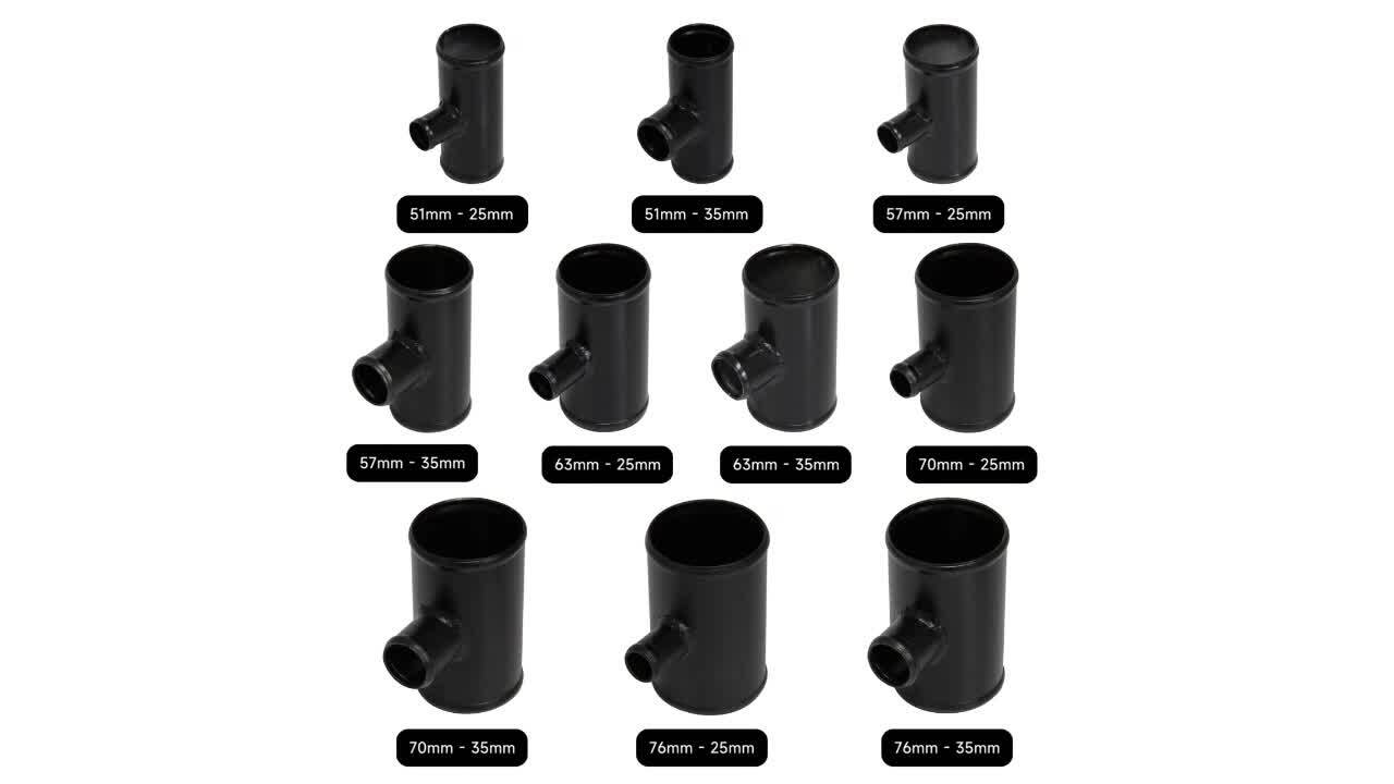 3 76mm Blow Off Valve Adapter Aluminum T-Pipe Shape Tube For 25mm ID BOV Black