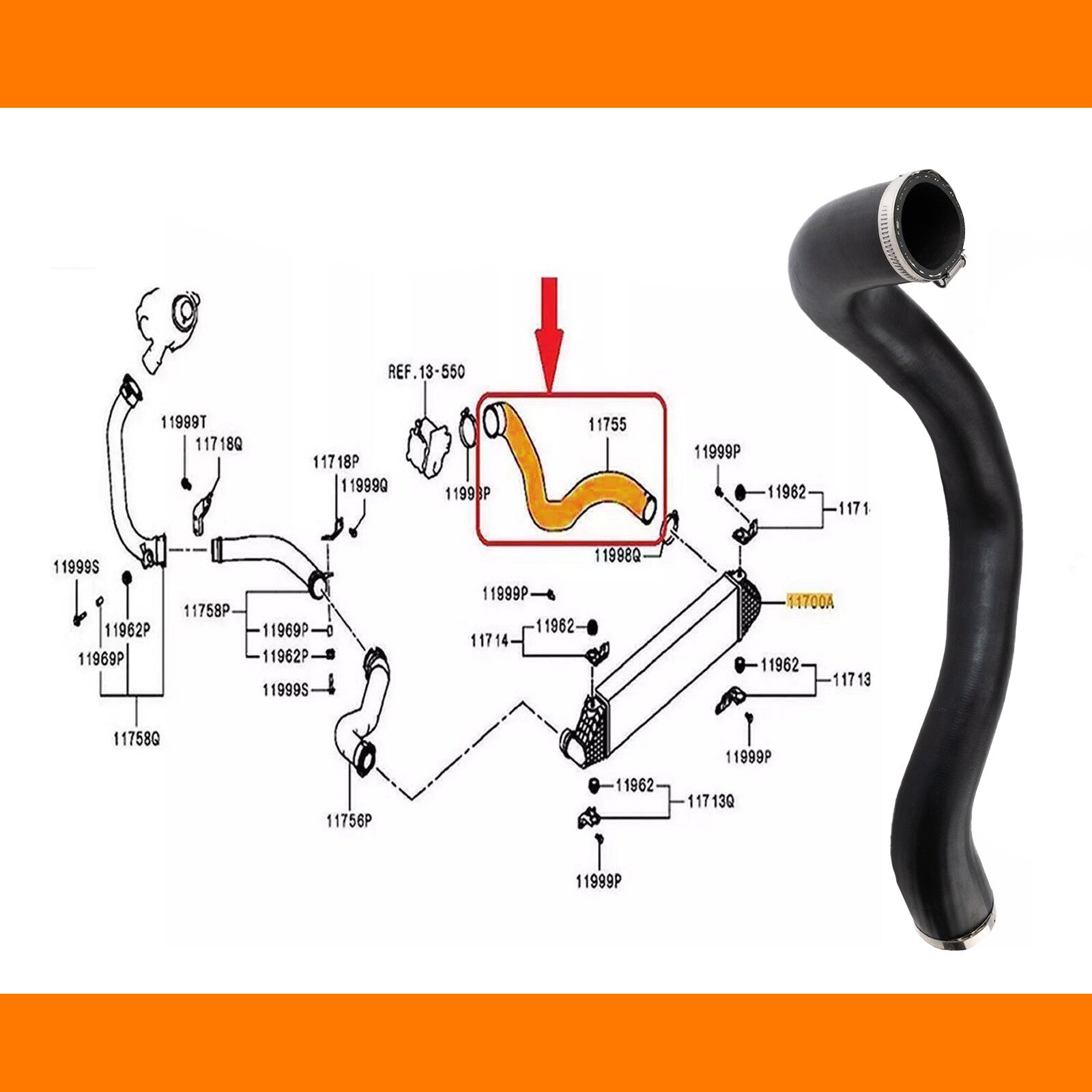 1X 1505B318 for Mitsubishi Outlander 2.2Di D 150Hp NEW Turbo Intercooler Hose AU