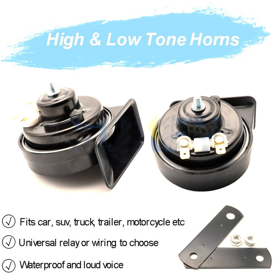 12V Dual 410/510Hz Snail Horn 110-125DB Car Motorcycle Truck Waterproof US Stock