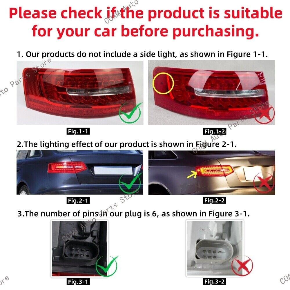 The left-side outer taillight is suitable for the for Audi for A6 C6 Sedan 2009 2010 2011 rear lights.