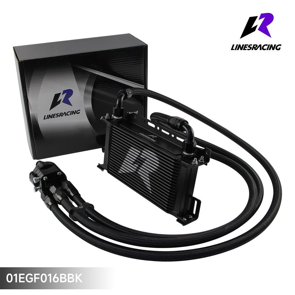 LR 19 Row AN10 Oil cooler w/Bracket+Filter Relocation Adapter Hose Kit Black