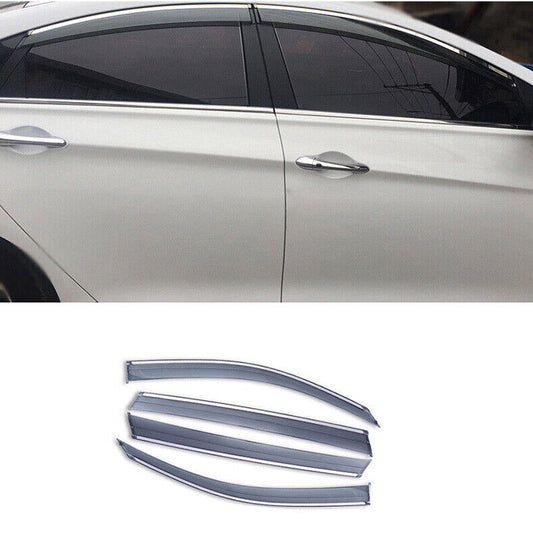 for Hyundai Sonata 2011-14 W/Chrome Window Visor Vent Shade Sun Rain Guard Trim