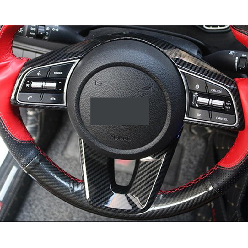 for Kia Seltos 2020-2023 Carbon Fiber Car Steering Wheel button Frame cover trim