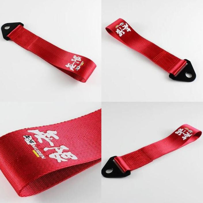 Red Mugen car tow hook for Nissan - Front cover and rear bumper - Suitable for Nissan