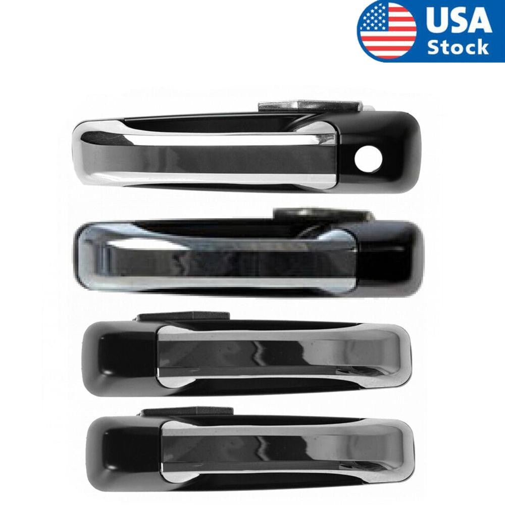 4x Car Front Rear Exterior Door Handle Set with Driver Chrome Black for Ram