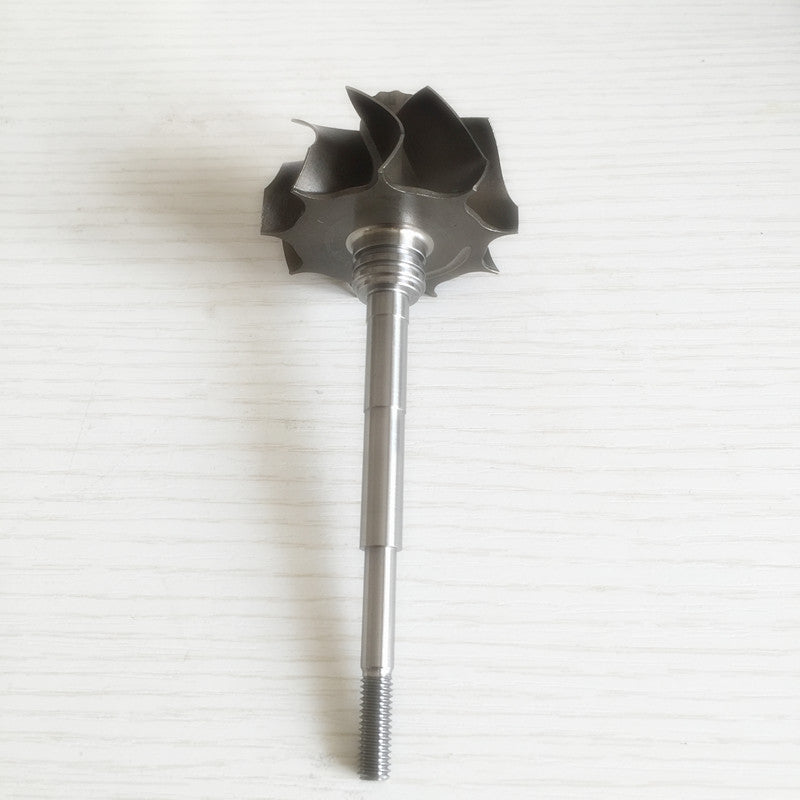 GT2860R 9-blade turbine shaft/turbine wheel, 46.95/53.7 mm x 103 mm ball bearing.