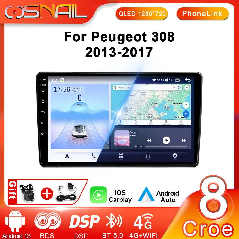 Car Radio Android Auto for Peugeot 408 308 308SW Multimedia Video Player GPS DSP