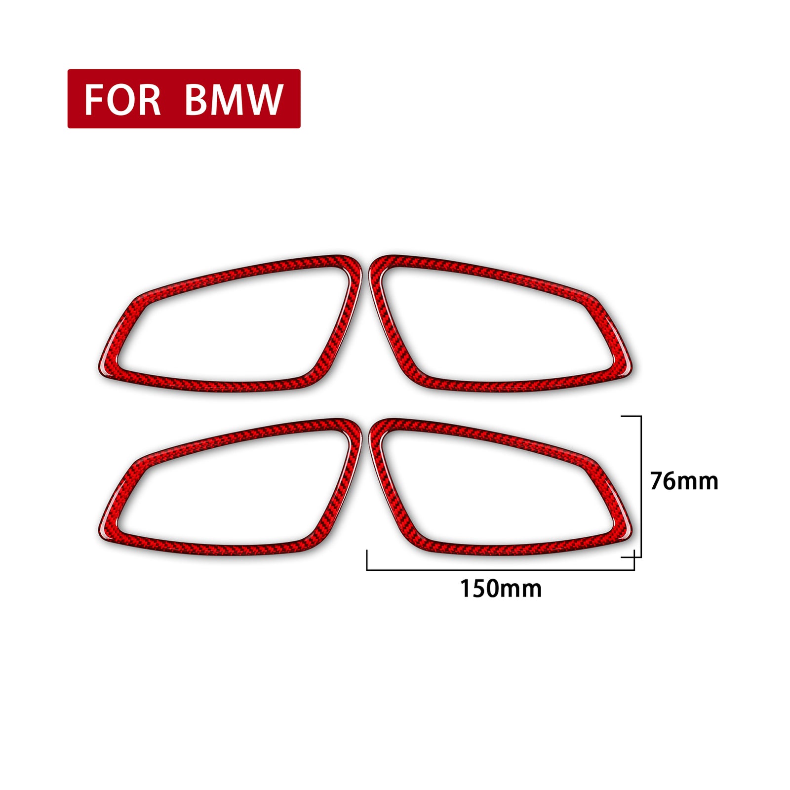 Red Carbon Fiber Interior Door Handle Bowl Trim for BMW 3 Series E90 E92 2005-12