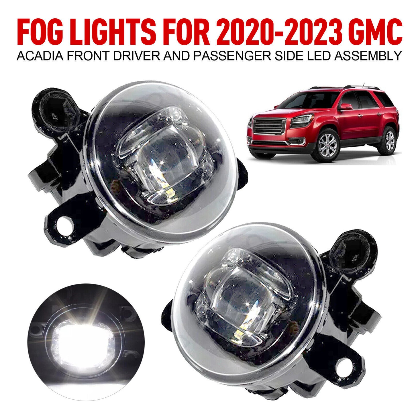 Front Driver and Passenger Side Led Assembly For 2020-2023 for GMC Acadia Fog Lights