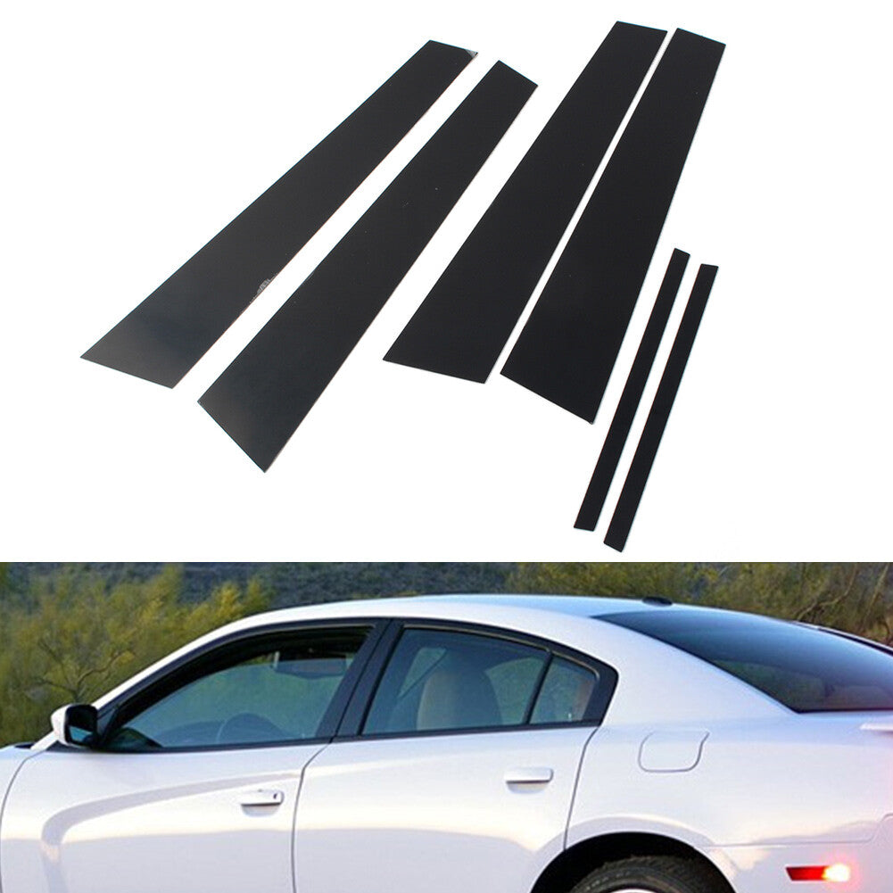 Pillar Posts Door Window Trim Set for Dodge Charger 2011-2021 Glossy Black 6PCs