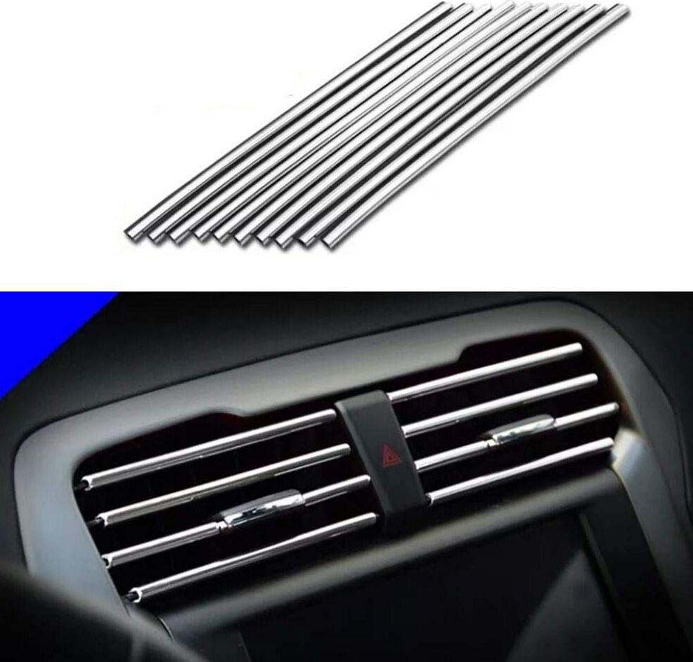 Car air conditioning socket decorative molded trim strip silver for Cadillac