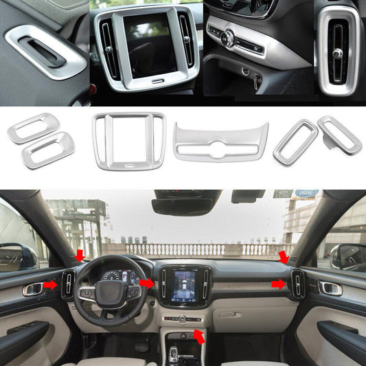 for Volvo XC40 2019-22 silver ABS Console Dashboard Air Outlet Vent Trim kit 6x