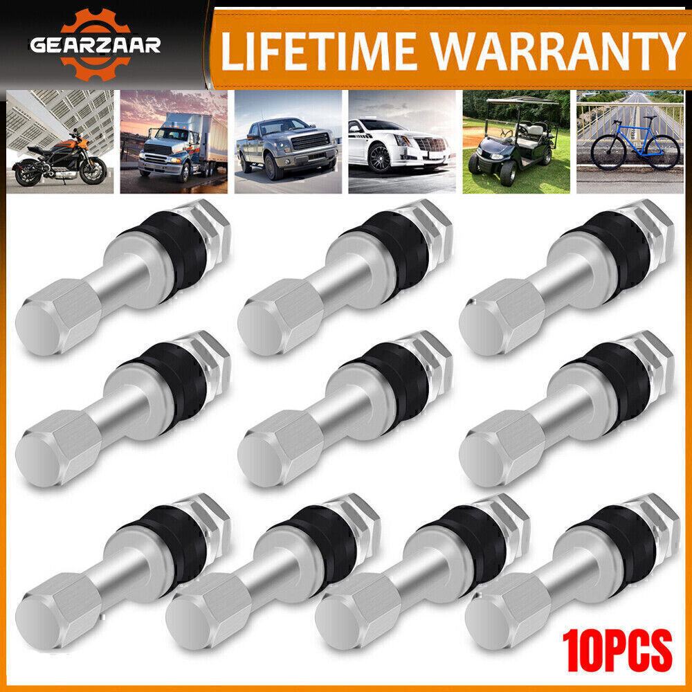 Stainless Steel 10pcs Set Wheel Tire Valve Stems Hight Pressure Bolt in w/ Caps