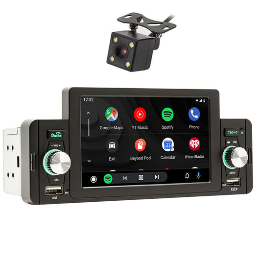 1Din Car Stereo Radio Bluetooth For Apple Carplay Android Auto MP5 Player Camera