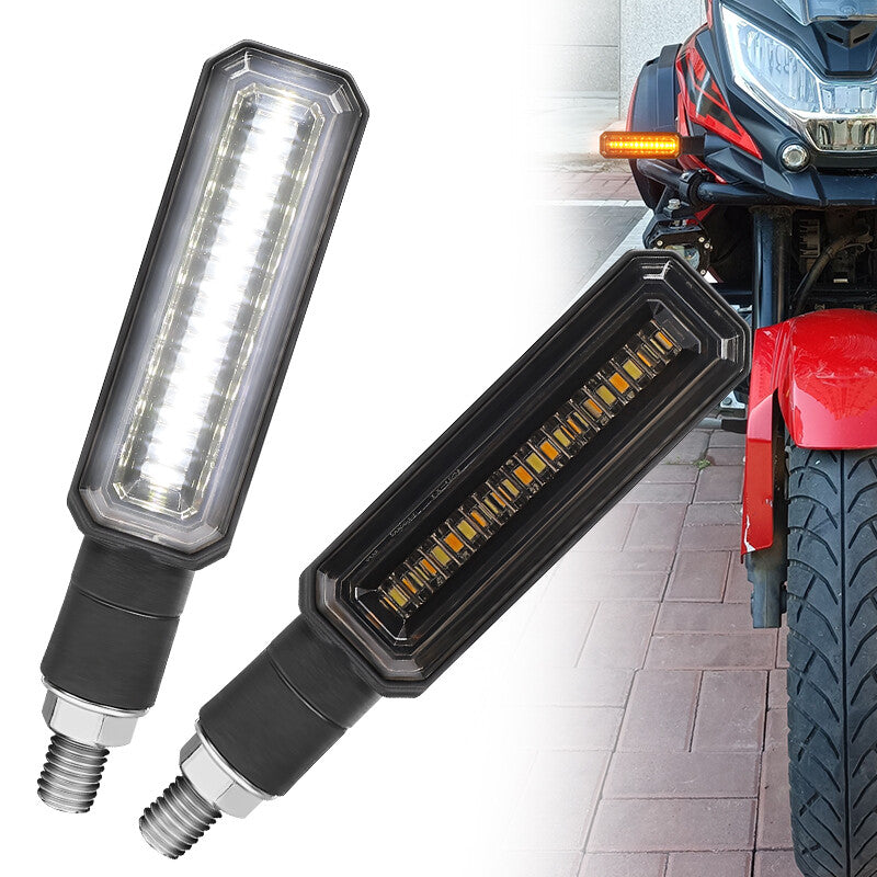 4x Black LED Motorcycle Flowing Turn Signal Blinker Running DRL Light Brake Lamp