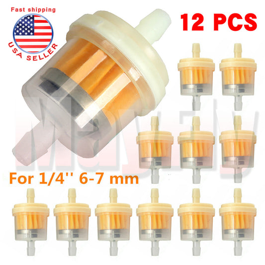 12PCS Inline Gas Oil Fuel Filter Small Engine fit For 1/4 6-7mm Hose Line