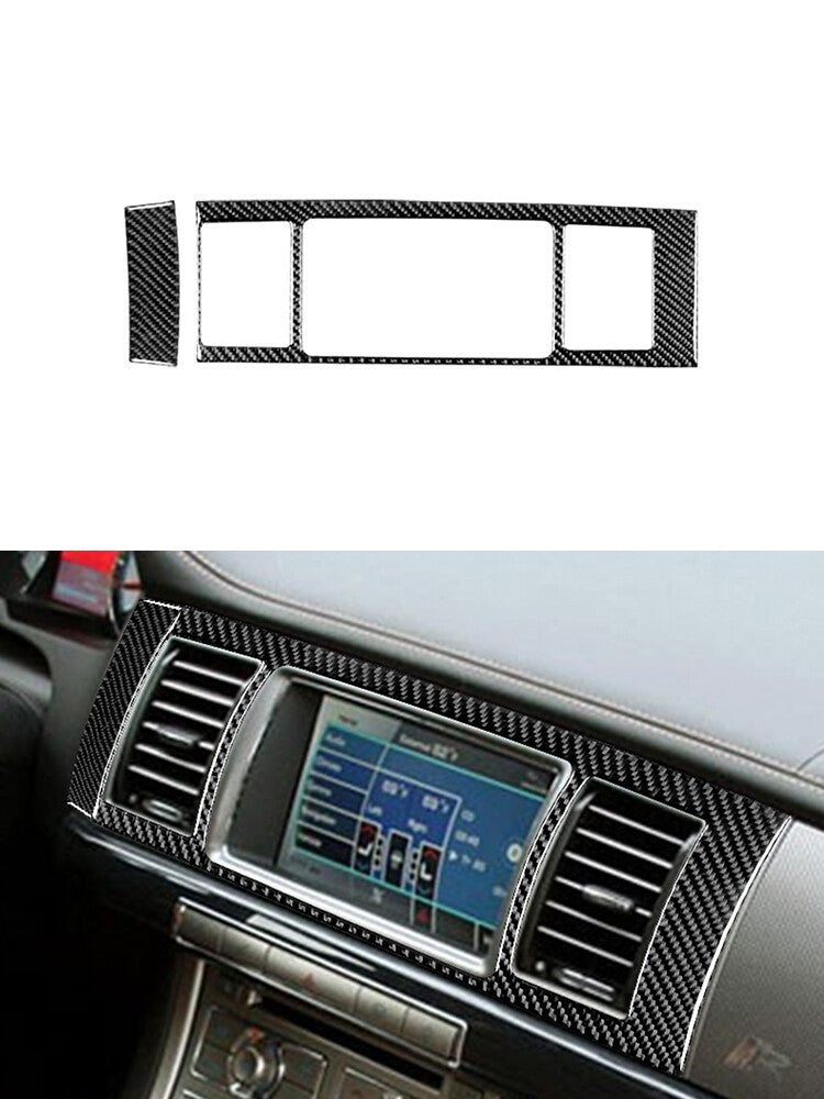 Central Control Display Frame Trim Cover Carbon Fiber for Jaguar XF 2009-2011