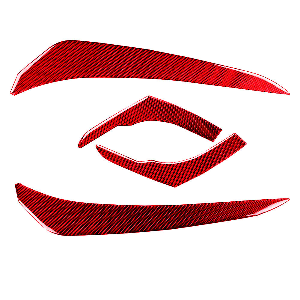Red Carbon Fiber Headlight Eyebrow Scuff Cover Trim for Toyota 4Runner 2010-2020