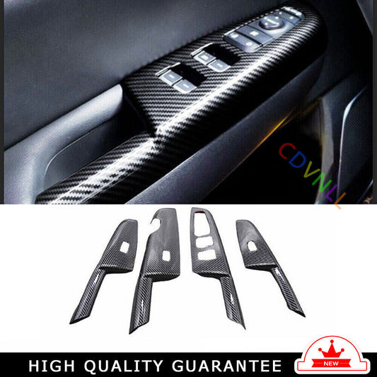 Glass Window Lifting Lock Panel Trim 4 for Kia Sportage 2017-2020 Carbon Fiber