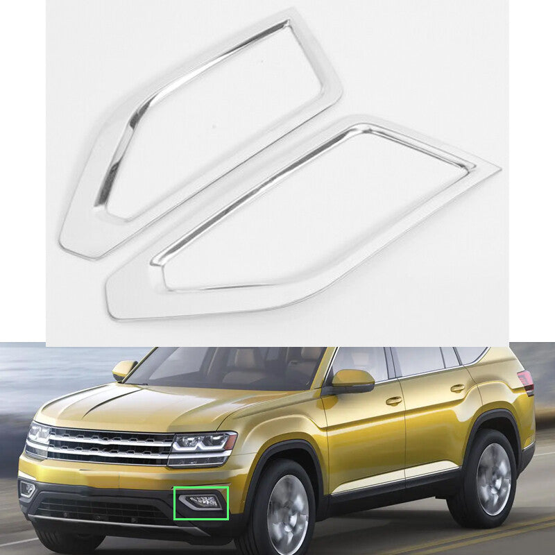 Chrome Front Fog Light Frame Cover Trim For 2018-2020 for Volkswagen Atlas Stainless