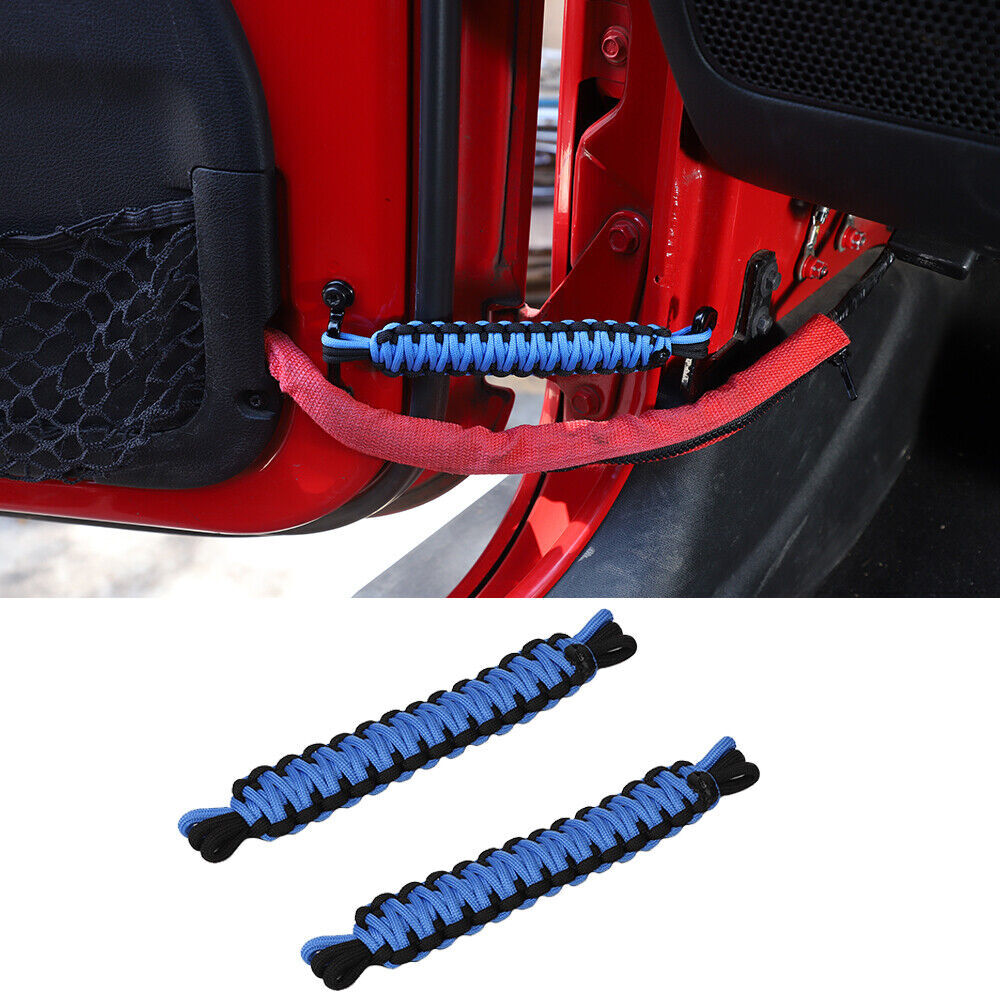 For YJ TJ JK JKU JL for Jeep for Wrangler Paracord Door Limiting Straps Limiter Blue 2X