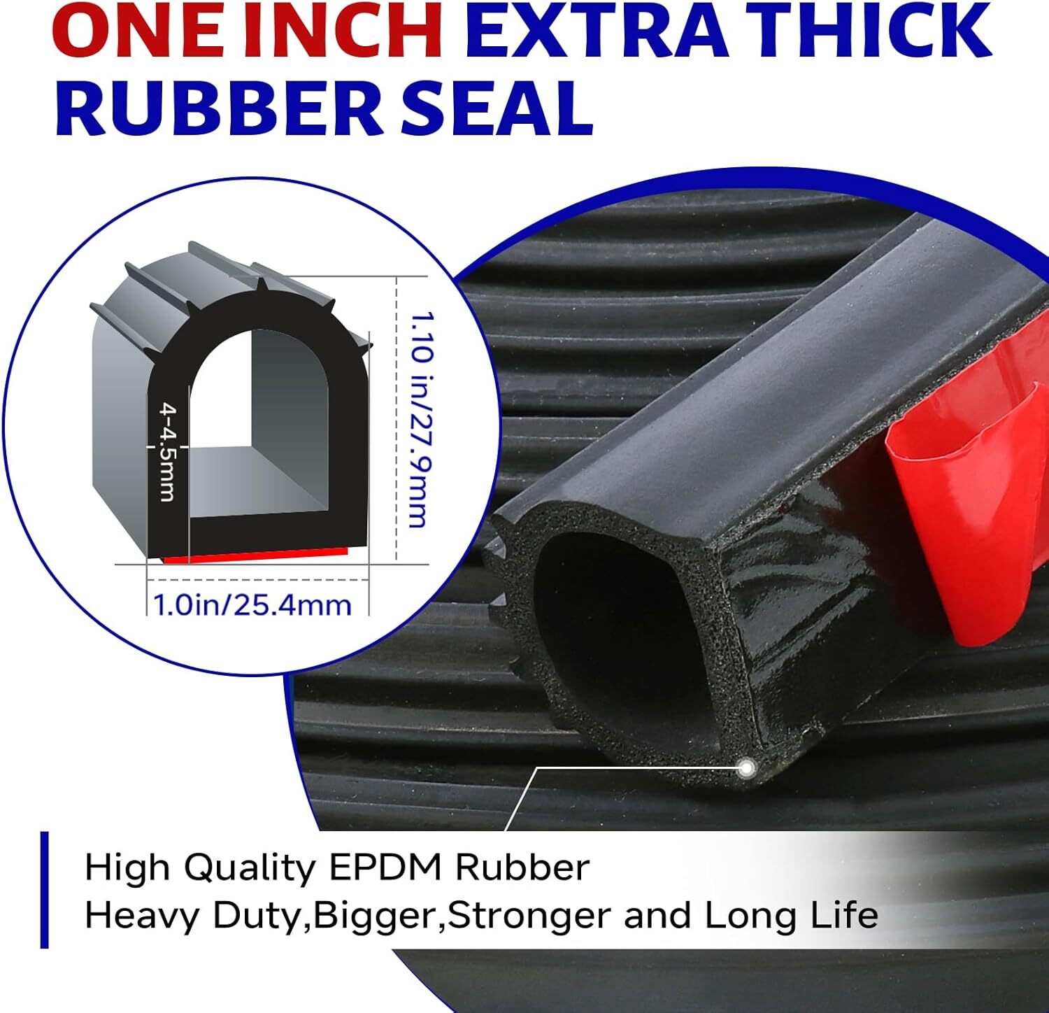 1inch D-Shape 12FT Semi Truck Door Rubber Weather Strip Adhesive Soundproof Seal