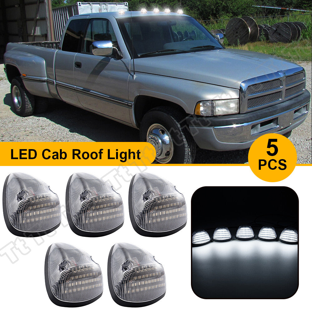 Suitable for 94 - 1998 for Ram 1500 2500 3500 5PCS LED Cab Roof White Running Light with Clear Lens