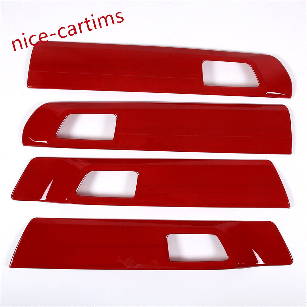 4¡ÁRed ABS Interior Door Handle Panel Decorative Trim For Toyot@ Tundr@ 2022-2024