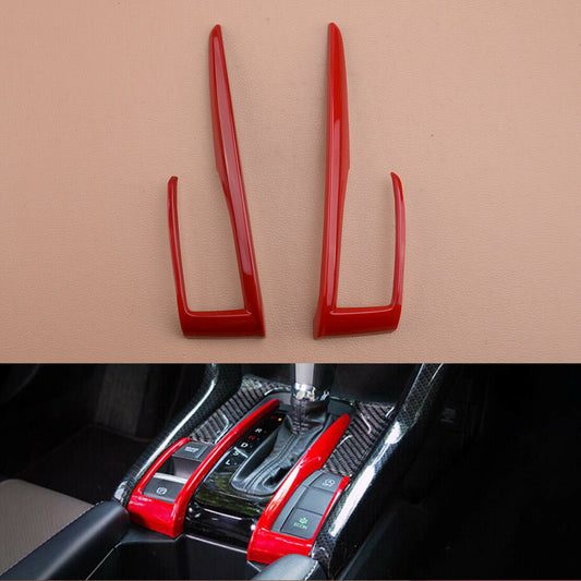Red Interior Gear Shift Box Panel Cover Trim Frame Fit for Honda for Civic 10th Gen