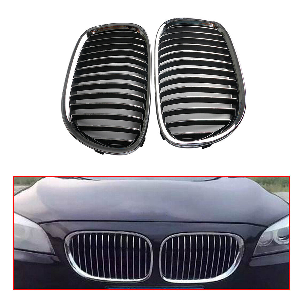 2Pcs Chrome Front Kidney Grill For 2009 - 2015 for BMW 7 Series 740i 750Li 760Li