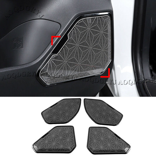 4X Black Inner Door Stereo Speaker Cover Moulding Trim for TOYOTA RAV4 2019-2023