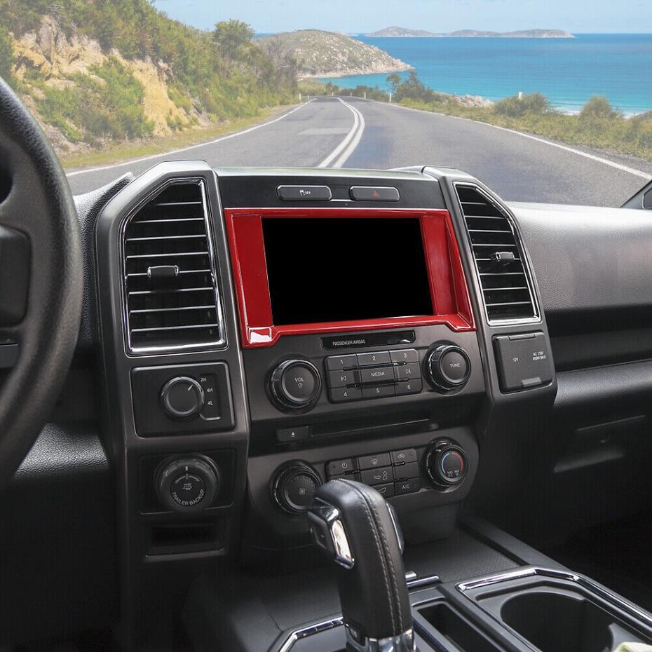 Suitable for 2015-2020 for Ford F-150 F-150 ABS, Red Interior GPS Navigation Cover Frame Trim